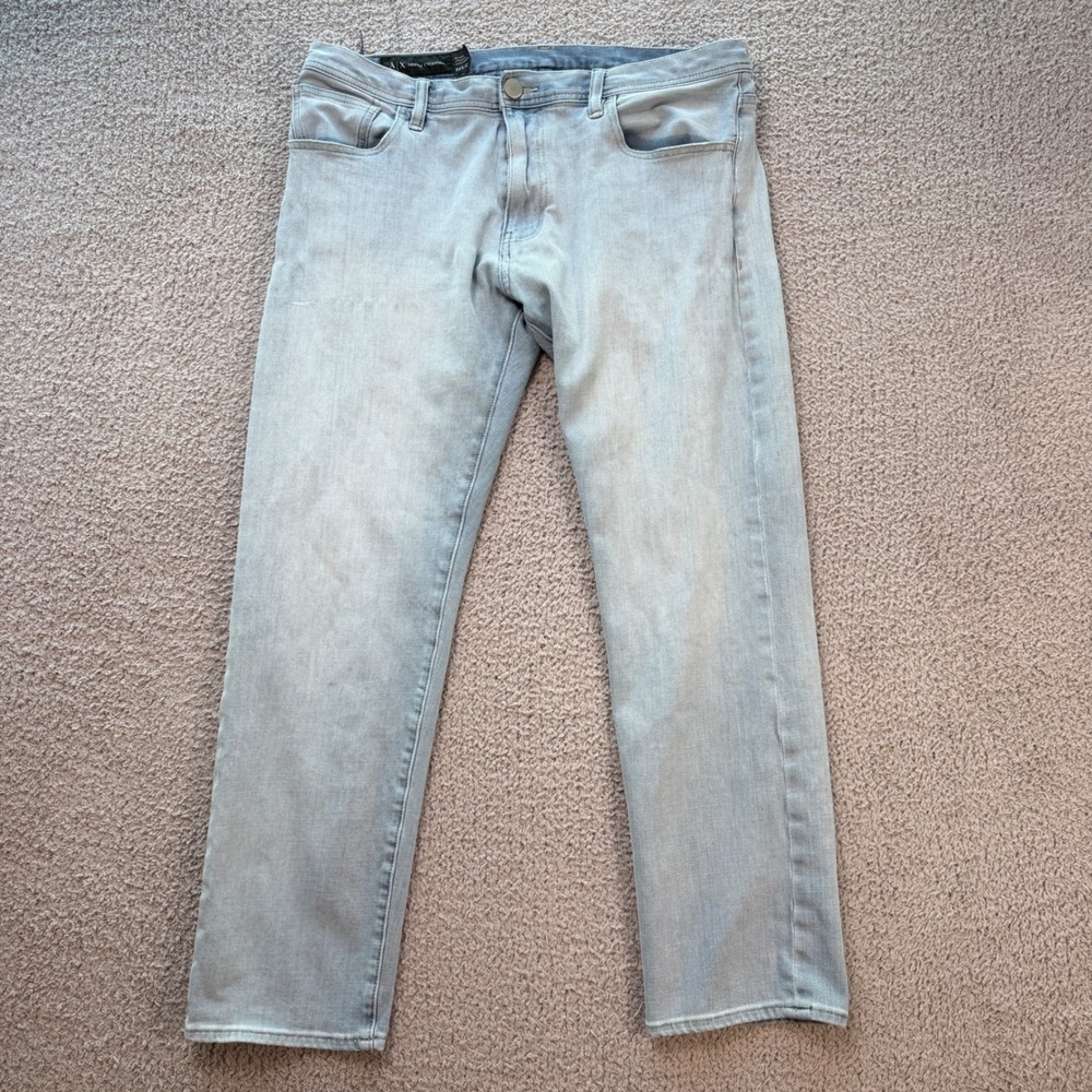 Armani Exchange Jeans Mens Relaxed Straight Leg Light Wash Denim 34 Short